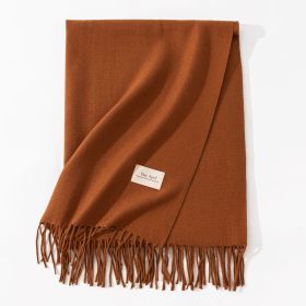 Pure Color Artificial Cashmere Scarf Women's Winter High-grade Shawl (Option: 28 Caramel-70x200cm)