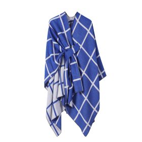 Women's Fashion Gingham Check Warm Scarf (Option: Sapphire Blue)
