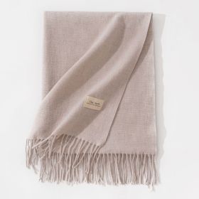 Pure Color Artificial Cashmere Scarf Women's Winter High-grade Shawl (Option: 41 Clip Flower Beige-70x200cm)