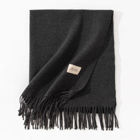 Pure Color Artificial Cashmere Scarf Women's Winter High-grade Shawl (Option: 36 Clip Colored Dark Gray-70x200cm)