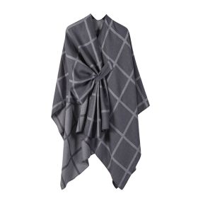 Women's Fashion Gingham Check Warm Scarf (Option: Dark Gray)