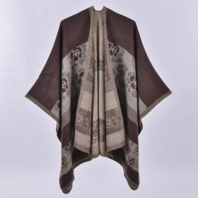Autumn And Winter Scarf Versatile Lattice Ladies Travel Shawl (Option: Flower Coffee-130x150CM)