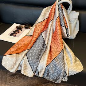 Elegant Emulation Silk Scarf Women's Spring And Summer Sun Protection Long (Option: 25106 Orange-180X90cm)