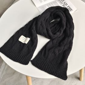 Sweet Labeling 8-word Twist Apricot Small Scarf (Color: Black)