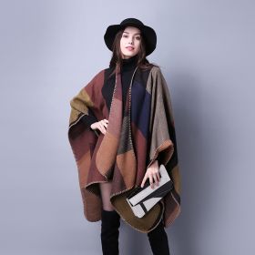 Autumn And Winter Scarf Versatile Lattice Ladies Travel Shawl (Option: Khaki-130x150CM)