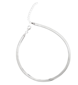 S925 Silver Simple Flat Snake Bone Single Chain Anklet (Option: Silver A-925 silver)