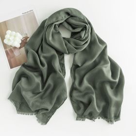 Herringbone Pattern Monochrome Artificial Cashmere Scarf Women's Simple Casual Style Tassel Warm Shawl (Option: FH2351412 Green)