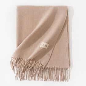 Pure Color Artificial Cashmere Scarf Women's Winter High-grade Shawl (Option: 38 Cream Color With Blossom-70x200cm)