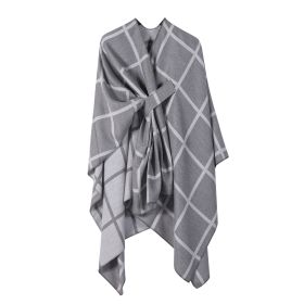 Women's Fashion Gingham Check Warm Scarf (Option: Gray)