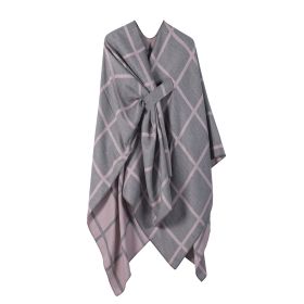 Women's Fashion Gingham Check Warm Scarf (Option: Gray Pink)