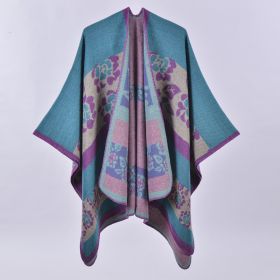 Autumn And Winter Scarf Versatile Lattice Ladies Travel Shawl (Option: Flower Green-130x150CM)