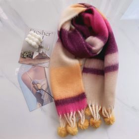 Rainbow Dopamine Mohair Tassel Scarf (Option: 7color-Above 175cm)