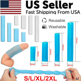 Male Penis-Extender Stretcher Max Vacuum Enhancer Enlarger Silicone Sleeve S-XXL (Color: Clear, size: XL)