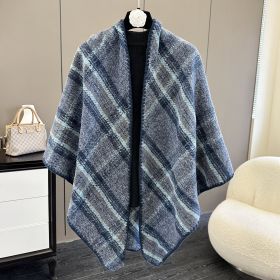 Affordable Luxury Fashion Wind Outdoor Autumn And Winter Scarf (Option: Plaid Blue-130X190CM)
