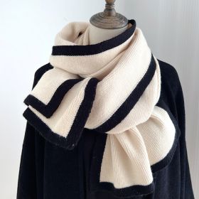 Color Matching Scarf Knitted Wool Scarf (Option: Beige-175x 30cm)