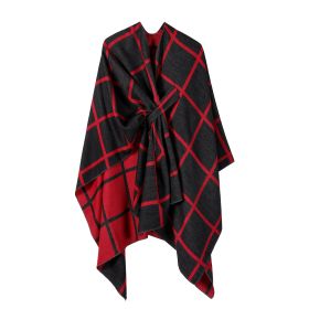 Women's Fashion Gingham Check Warm Scarf (Option: Red And Black)