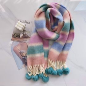 Rainbow Dopamine Mohair Tassel Scarf (Option: 5color-Above 175cm)